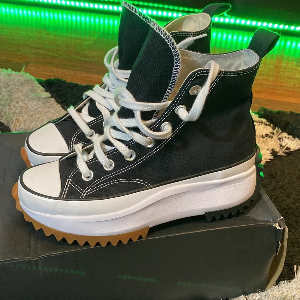 Converse Run Star Hike High Top Sneakers Black White Gum